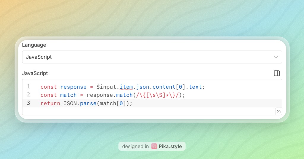 JavaScript code node